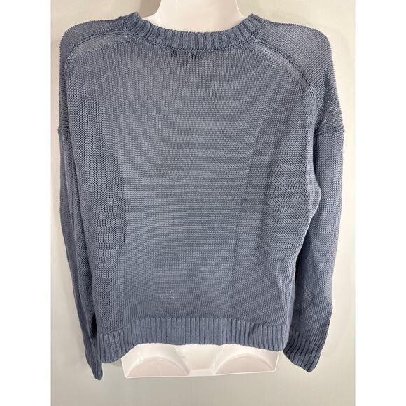 Madewell Linen Drop Shoulder Sweater in Blue Jay Size Medium NWT Coastal Drapey - Picture 8 of 11